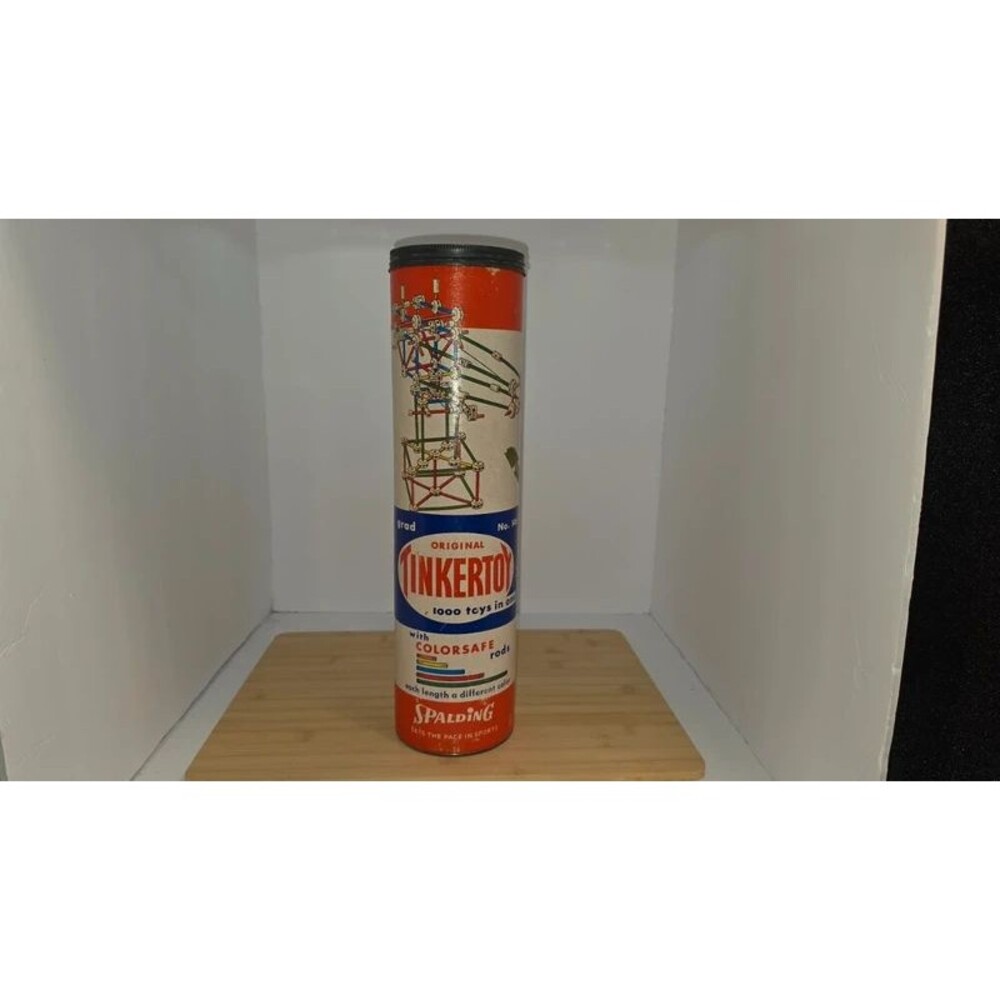 Vintage Original Tinkertoy No 146 Spalding Canister